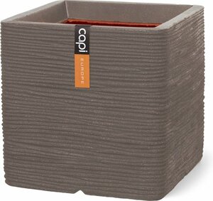 Pot vierkant Rib NL 50x50x50 warm taupe